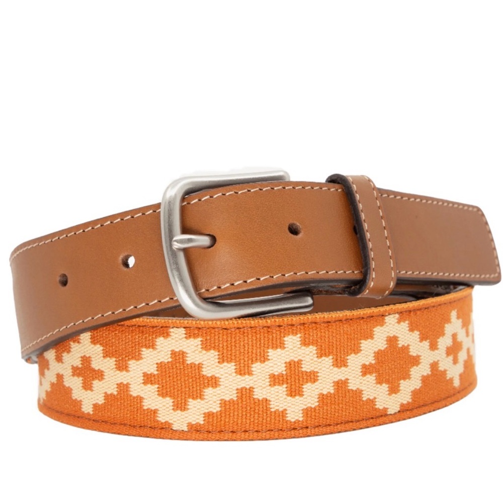 La Matera TALAMPAYA WOVEN BELT Brown and Orange Patterned Men's Belt